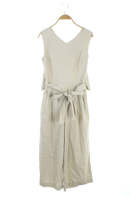 ミラオーウェン Mila Owen ss オールインワン サロペット ノースリーブ パンツ ワイド タック クロップド Vネック ベルトリボン 1 アイボリー Os レディース 170 ベクトルパーク