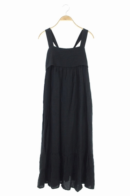 フレイアイディー Fray I D 19ss ティアードリネンワンピース ロング ノースリーブ 1 黒 Kn Os レディース 170 ベクトルパーク