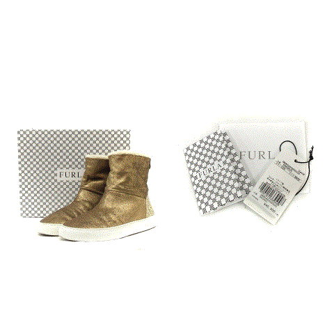 フルラ FURLA ブーツ ショート ムートン グリッター 36 23cm ゴールド 