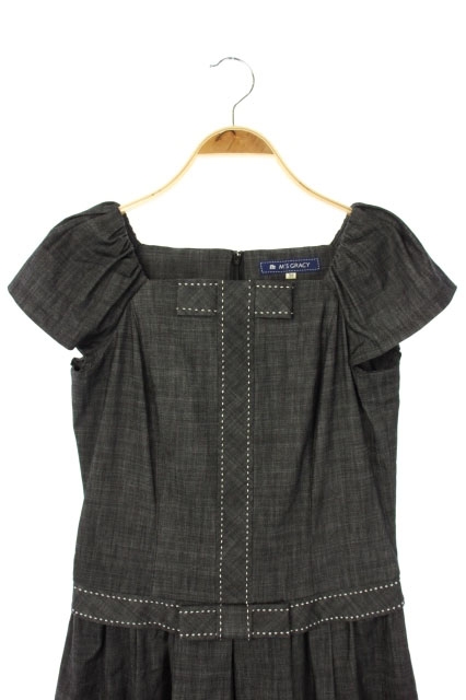 エムズグレイシー M S Gracy フレンチスリーブリボンワンピース ひざ丈 38 黒 Kn Os レディース 170 ベクトルパーク
