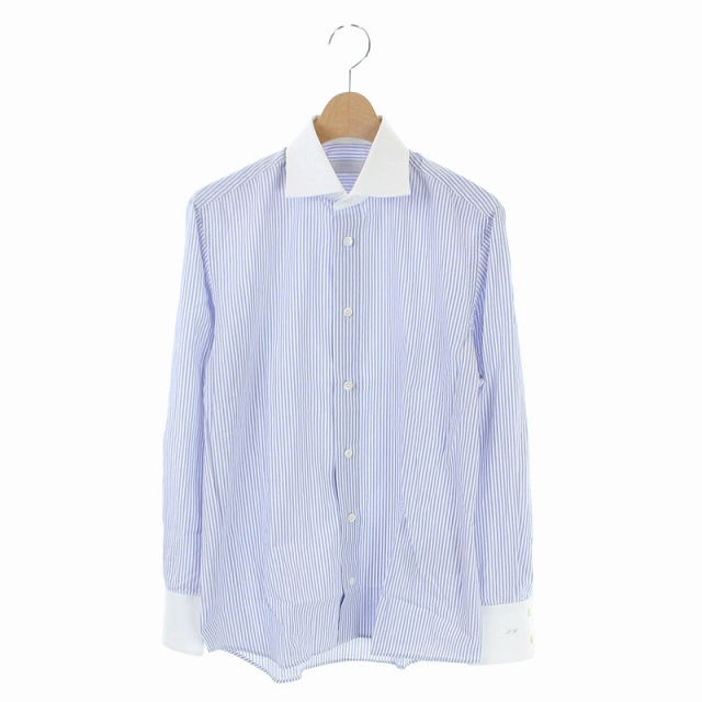 プラダ PRADA ストライプ 長袖シャツ クレリックシャツ 37 14 1/2 青 