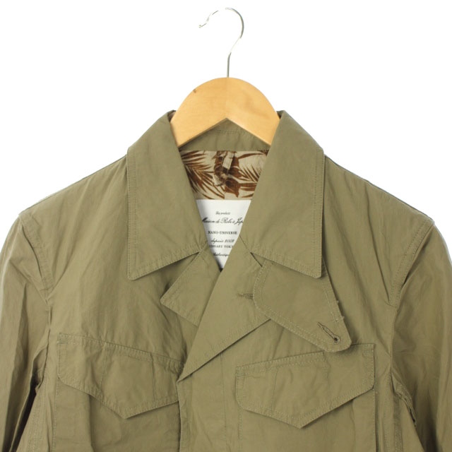ナノユニバース Nano Universe ミリタリージャケット コットン 44 カーキ Ao Os メンズ 170 ベクトルパーク