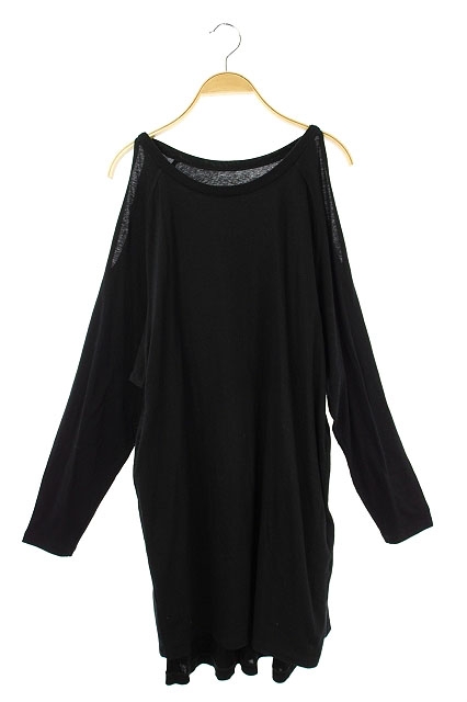 マルタンマルジェラ Martin Margiela 6 Mm6 メゾンマルジェラ Maison Margiela 18ss 装飾 カットソーワンピース 長袖 オープンショルダー ミニ クルーネック S 黒 Os レディース 170 ベクトルパーク