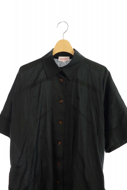 ヴィヴィアンウエストウッドレッドレーベル Vivienne Westwood Red Label シャツ ロング チュニック ロールアップ 半袖 2 黒 ブラック Df Os レディース 170 ベクトルパーク