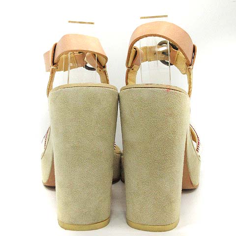 ミュウミュウ miumiu サンダル チャンキーヒール ストラップ スエード