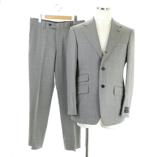 インターナショナルギャラリービームス International Gallery Beams 千鳥格子スーツ セットアップ 上下 テーラードジャケット 2b 背抜き パンツ 46 白 黒 Hk Os メンズ 170 ベクトルパーク