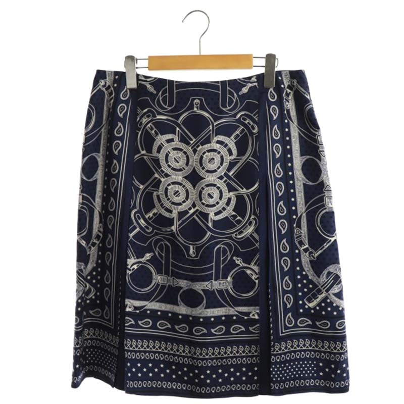 エルメス HERMES 20AW バンダナレクレシルクスカート 台形 総柄 ロング  