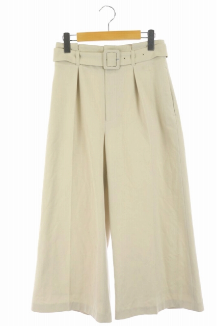 ミラオーウェン Mila Owen 19ss ベルト付きハイウエストガウチョ パンツ タック 1 アイボリー Hk Os レディース 170 ベクトルパーク