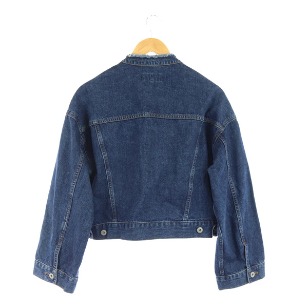 グローバルワーク Global Work デニムノーカラージャケット アウター Gジャン カットオフ M 青 My Os レディース 170 ベクトルパーク