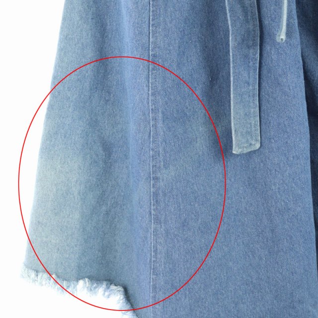 スナイデル Snidel バックレースアップ Aライン ワンピース デニム ノースリーブ フレア ミニ クルーネック フリンジ F 青 Os レディース 170 ベクトルパーク