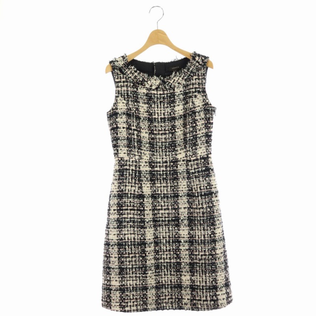 トッカ Tocca 19aw ノースリーブ ツイード ワンピース 台形 膝丈 ラウンドネック 2 黒 ピンク 白 Os レディース 170 ベクトルパーク