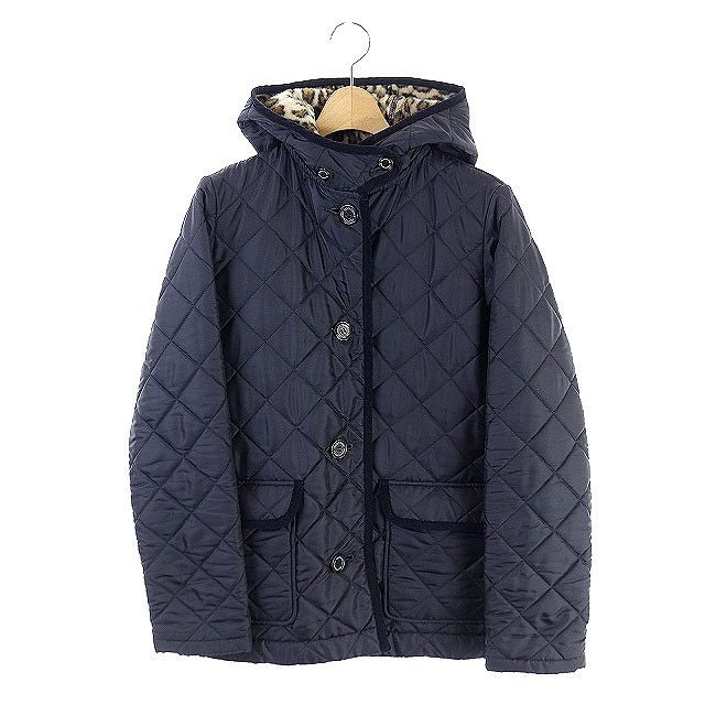 トラディショナルウェザーウェア Traditional Weatherwear キルティングコート アウター フード ヒョウ柄 レオパード柄 36 紺 Kn Os レディース 170 ベクトルパーク