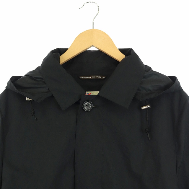 トラディショナルウェザーウェア Traditional Weatherwear フーデッドレインコート ロング 40 黒 ブラック Cm Os メンズ 170 ベクトルパーク