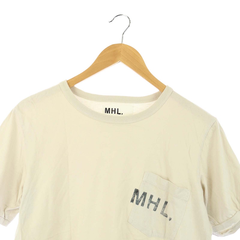 マーガレットハウエル Mhl Printed Cotton Jersey Tシャツ カットソー 半袖 ポケット M ベージュ Ao Os メンズ 170 ベクトルパーク