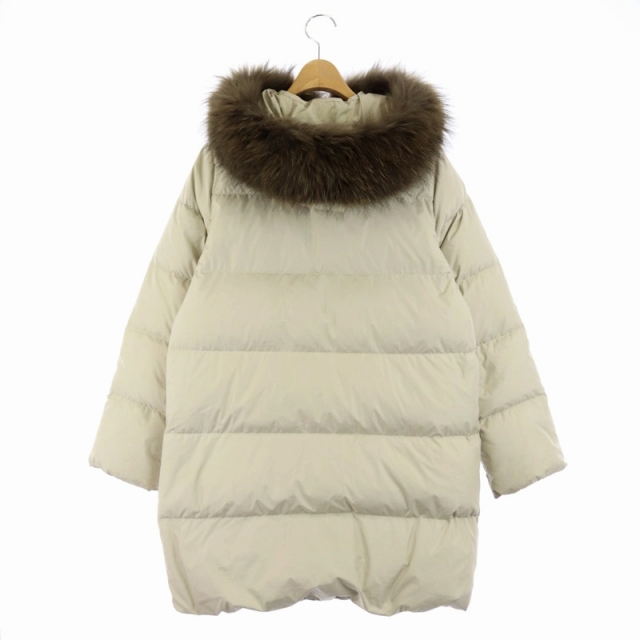 ナノユニバース Nano Universe 西川ダウン チャイニーズラクーンファー付き ダウンコート ジップアップ フード 38 ライトベージュ Os Sh レディース 170 ベクトルパーク