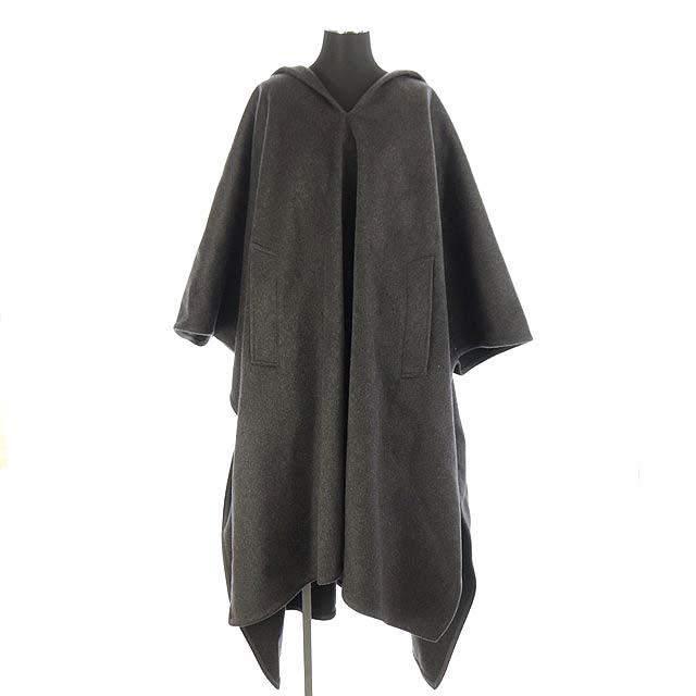 セリーヌ CELINE 9AW カシミヤポンチョコート ロング フード付き 36 