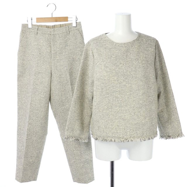 エージーバイアクアガール Ag By Aquagirl セットアップスーツ 上下 トップス 長袖 テーパードパンツ ツイード M 白 黒 Kx Os レディース 170 ベクトルパーク