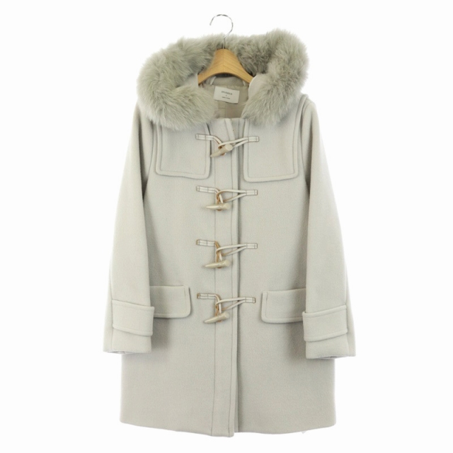 ステュディオス Studious フォックスファー ダッフルコート ジップアップ フード付き ミディアム丈 1 グレー Os レディース 170 ベクトルパーク