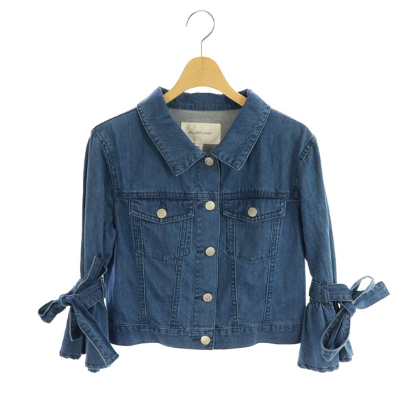 ジルバイジルスチュアート Jill By Jillstuart デニムジャケット Gジャン 袖フレア リボン ショート丈 七分袖 M 青 My Os レディース 170 ベクトルパーク