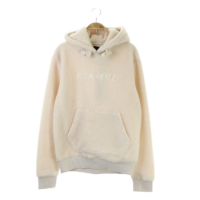 未使用品 スタンプド Stampd Meeker Hoodie ボアパーカー 長袖 プルオーバー ロゴ刺繍 S 白 ライトベージュ Os メンズ 170 ベクトルパーク