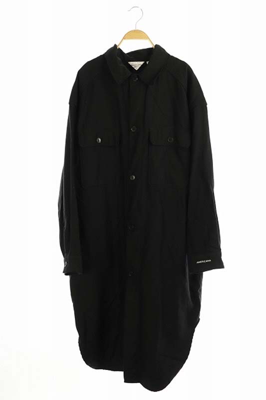 アメリカーナ Americana ビッグシャツワンピース ロング 長袖 黒 Kn Os レディース 170 ベクトルパーク