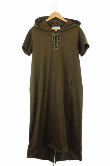 アメリカーナ Americana レースアップ パーカー ワンピース ロング プルオーバー 半袖 カーキ Hs Os レディース 170 ベクトルパーク