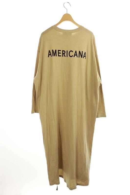 アメリカーナ Americana バックフロッキーロゴサイドスリットロングワンピース 長袖 ベージュ Kn Os レディース 170 ベクトルパーク