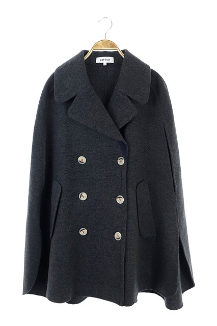 エンフォルド Enfold aw Woパイル ケープ Pコート ショート 半袖 38 グレー Os レディース 170 ベクトルパーク