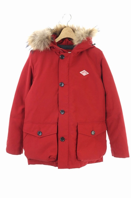 ダントン Danton ダウンジャケット アウター ジップアップ フード付き チャイニーズラクーンファー ロゴワッペン 36 赤 Jd 8532 Os メンズ 170 ベクトルパーク