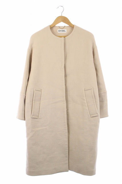 スナイデル Snidel 18aw ノーカラーロングコート アウター ウール F ベージュ Kn Os レディース 170 ベクトルパーク