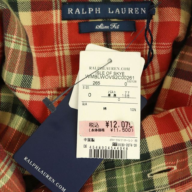 未使用品 ラルフローレン RALPH LAUREN スリムフィット チェック柄 