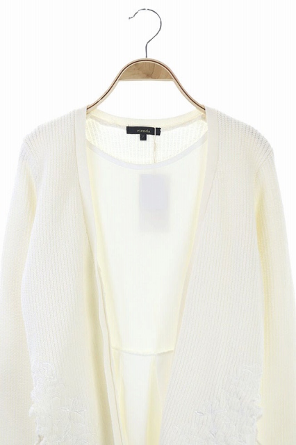 未使用品 リエンダ Rienda エンブロヘム Knit ロングカーデ ニットカーディガン インナー付き 長袖 F 白 ホワイト Hs Os レディース 170 ベクトルパーク
