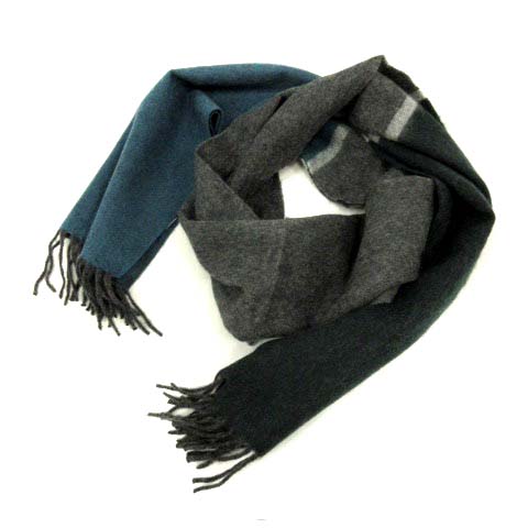 未使用品 ジェイプレス J Press マフラー フリンジ カシミヤ グレー 緑 Yi23 レディース 170 ベクトルパーク