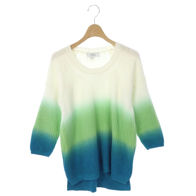 ディーゼル Diesel ニット セーター グラデーション 七分袖 Xs 白 黄緑 青 Df Os レディース 170 ベクトルパーク
