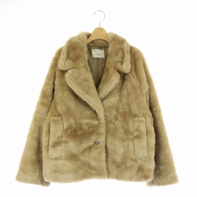 アングリッド Ungrid 19ss フェイクファーコート ショート丈 ファージャケット アウター S キャメル Df Os レディース 170 ベクトルパーク