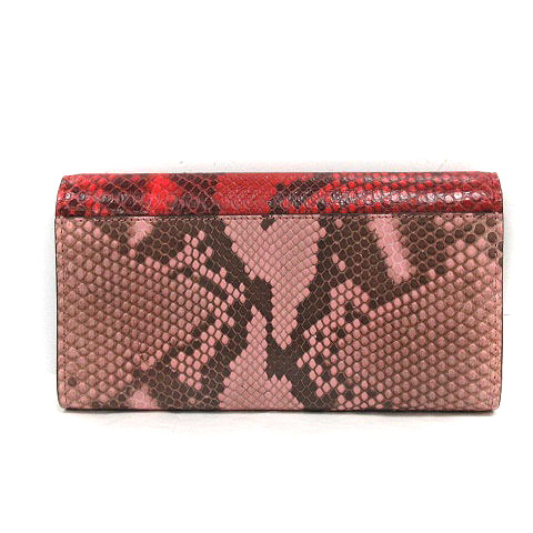 グッチ Gucci 長財布 二つ折り パイソン コンチネンタルウォレット レザー バイカラー 赤 レッド ピンク Yo5 Oh レディース 170 ベクトルパーク