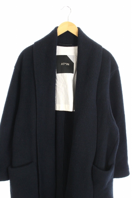 エイトン Aton ショールカラーコート アウター ウール 02 紺 ネイビー Es Os Sh メンズ 170 ベクトルパーク