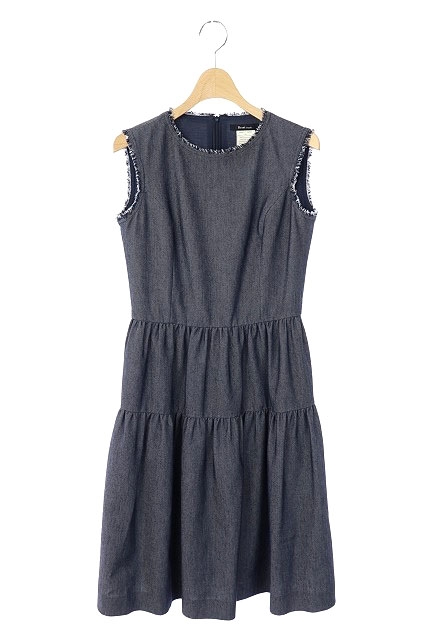 ルネ Rene Basic ノースリーブデニムワンピース ロング ティアード フレア 36 紺 ネイビー Es Os レディース 170 ベクトルパーク