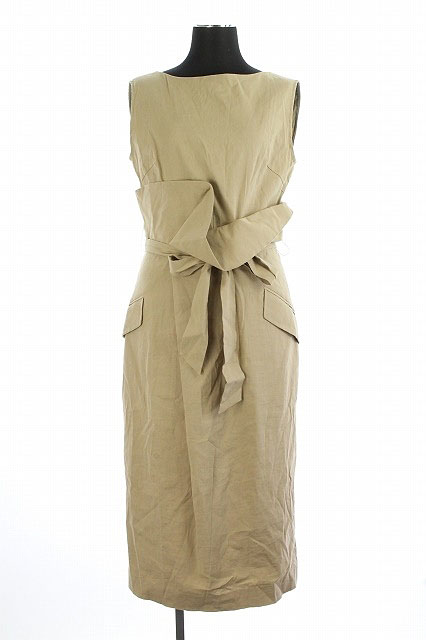 フレイアイディー Fray I D 19ss ワンピース ノースリーブ タイト タック ロング ベルトリボン ボートネック 1 ベージュ Os レディース 170 ベクトルパーク