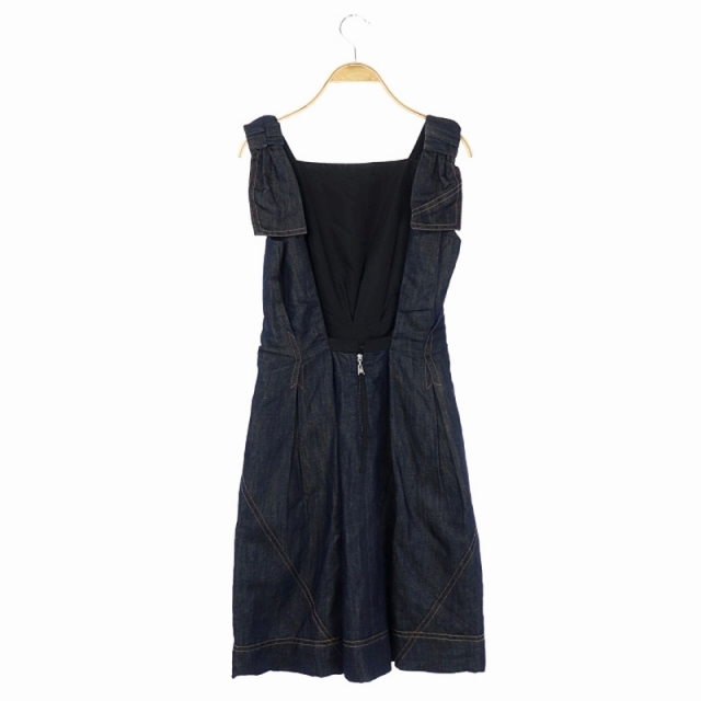 ルイヴィトン Louis Vuitton リボンショルダーデニムワンピース 膝丈 ノースリーブ 36 濃紺 インディゴ Rw071a Es Os レディース 170 ベクトルパーク