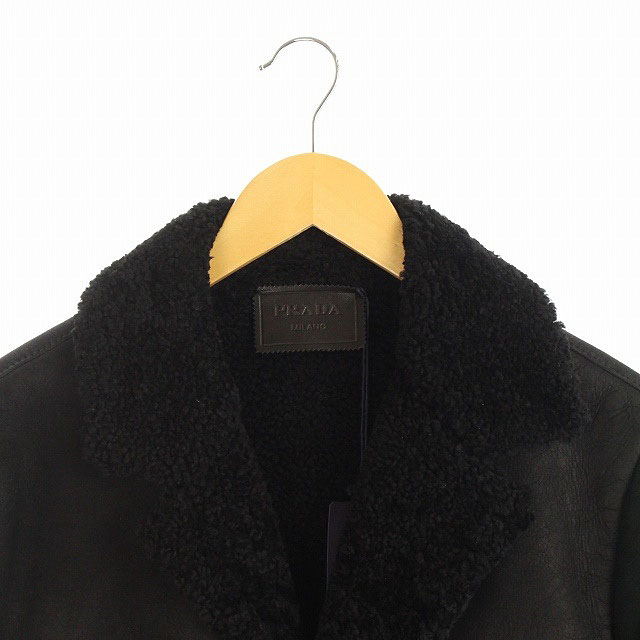定価60万円PRADAムートンコート46 プラダ ボアコート シープレザー プラダ PRADA ムートンジャケット アウター シープスキン 裏ボア