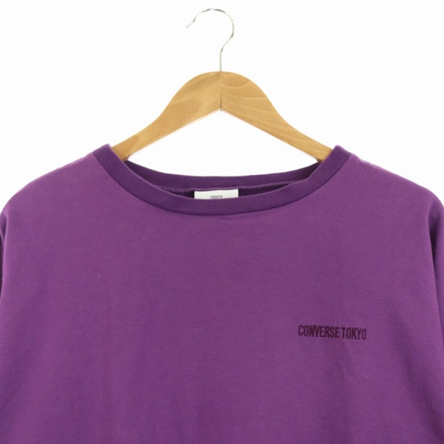コンバーストウキョウ Converse Tokyo ショートスリーブ チュニック カットソー ワンピース 半袖 サイドスリット ロゴ刺繍 クルーネック 紫 Os Sh レディース 170 ベクトルパーク