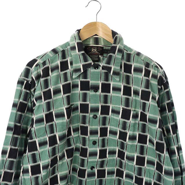 ダブルアールエル RRL 90S チェック柄長袖シャツ ネルシャツ 