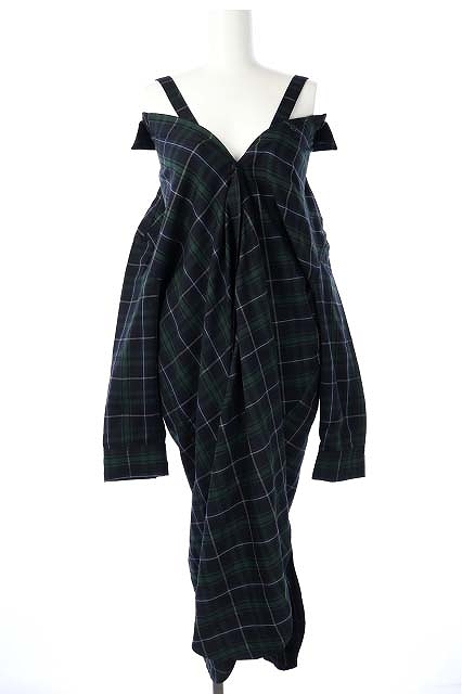 ジーナシス Jeanasis チェックワンピース シャツワンピ ロング 長袖 F 緑 黒 青 Df Os レディース 170 ベクトルパーク