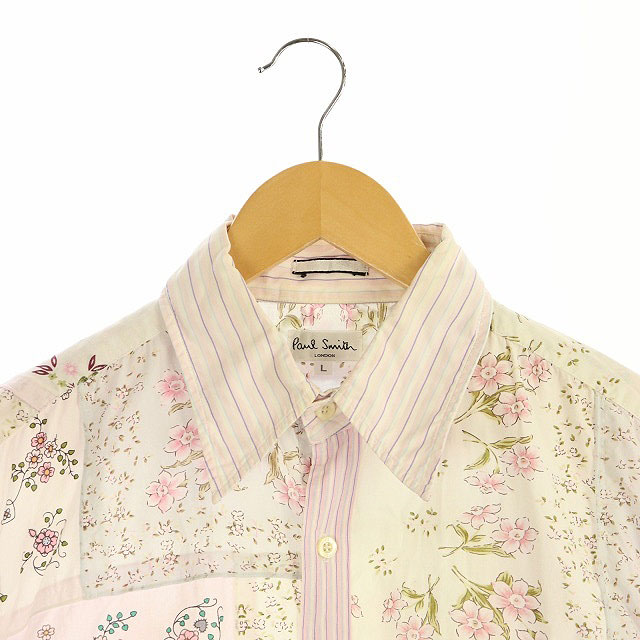 ポールスミス PAUL SMITH 花柄 パッチワーク シャツ 長袖 ストライプ 