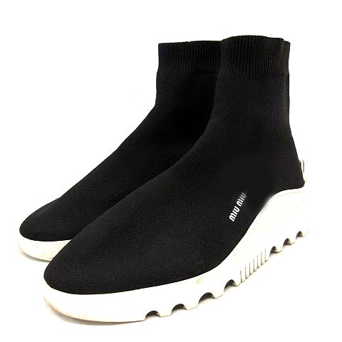 ミュウミュウ miumiu ソックススニーカー ブーツ ショート ロゴ 36.5 