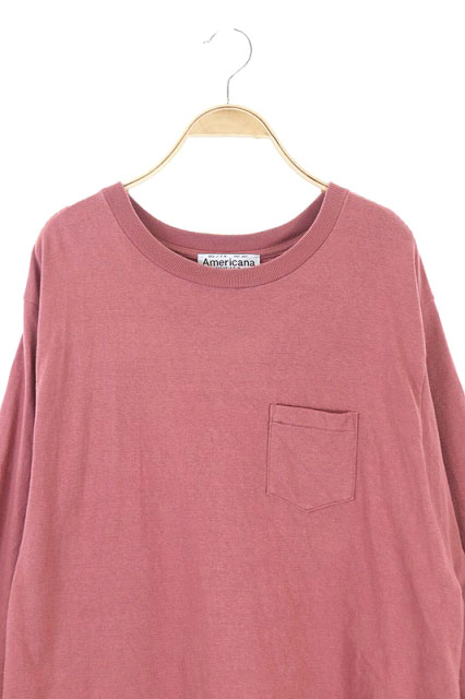 アメリカーナ Americana ポケット付きワンピース ロング 長袖 ピンク コーラルピンク Kn Os レディース 170 ベクトルパーク