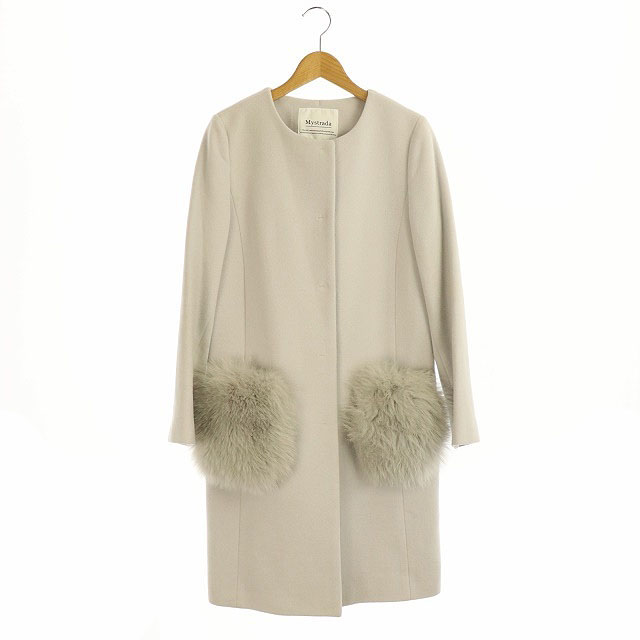 マイストラーダ Mystrada ポケットファーコート アウター ノーカラー 36 アイスグレー Es Os レディース 170 ベクトルパーク