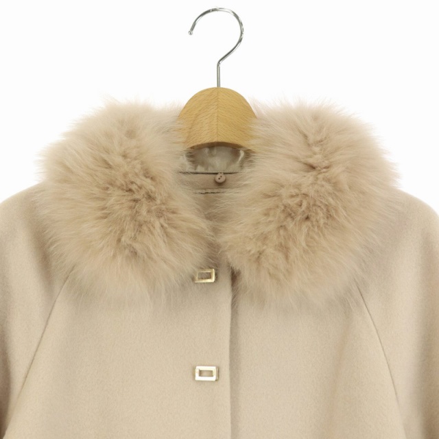 アプワイザーリッシェ Apuweiser Riche 19aw ファー付きケープ風コート アウター ショート丈 フレア ウール アンゴラ混 1 ピンクベージュ Cm Os レディース 170 ベクトルパーク