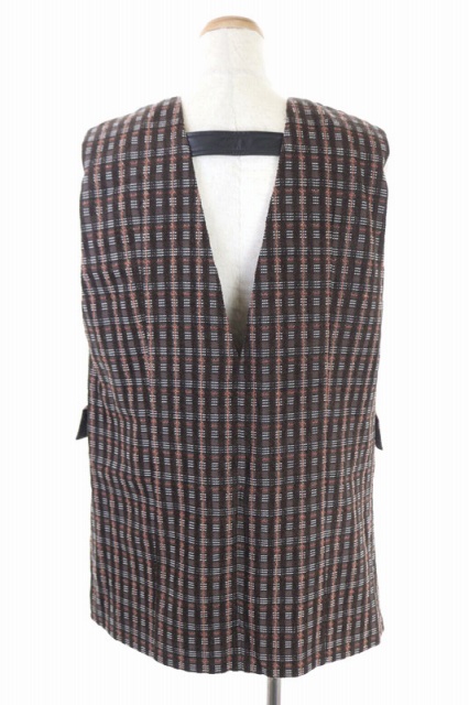 カリテ Qualite 19年製 セットアップ 上下 モールチェックベスト シガレットパンツ テーパード 38 茶 Kn Os レディース 170 ベクトルパーク